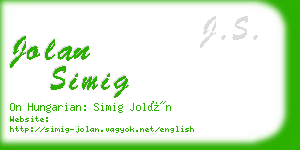 jolan simig business card